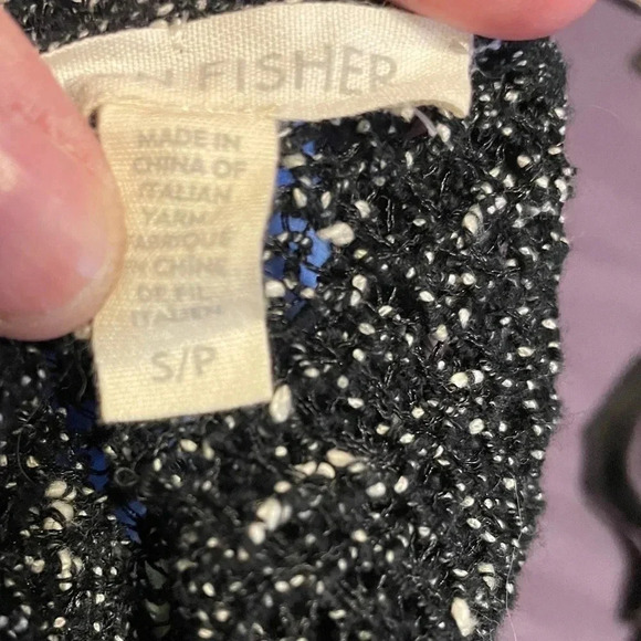 Eileen Fisher Italian Yarn‎ Black Open Knit Tunic Small Sheer Layer Preppy - Picture 5 of 5